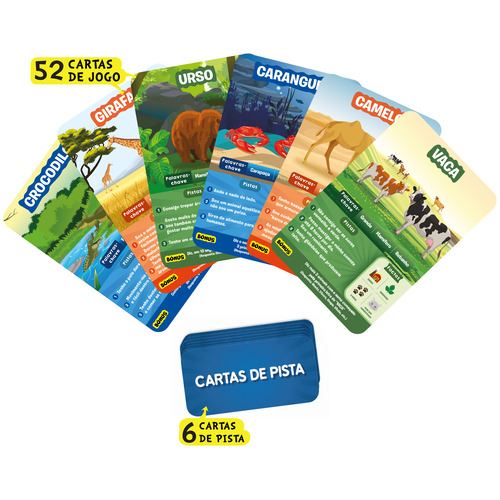 Mais cartas de jogo do Skillmatics Reino Animal, com diferentes animais e informações adicionais.