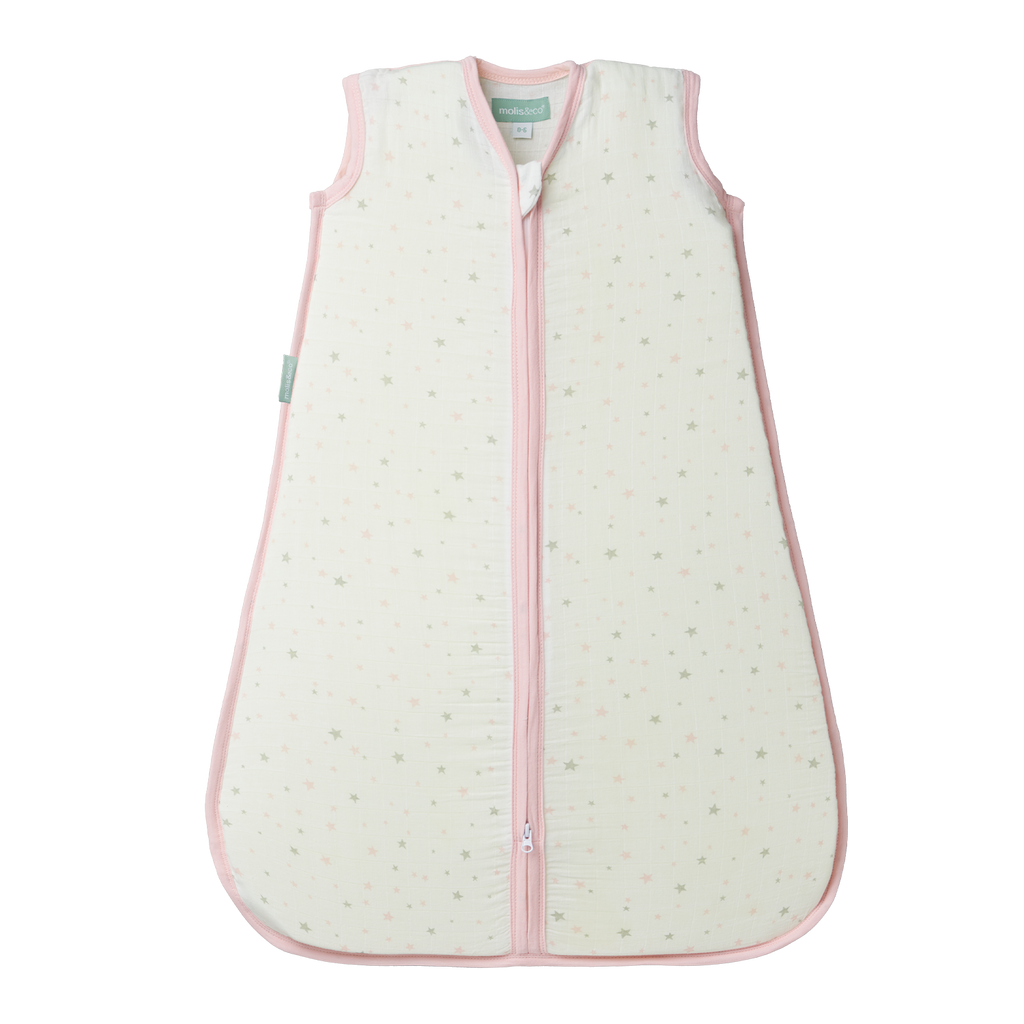 MolisandCo saco de dormir sem pés TOG 0.4 Cotton muslin - Pink Sky