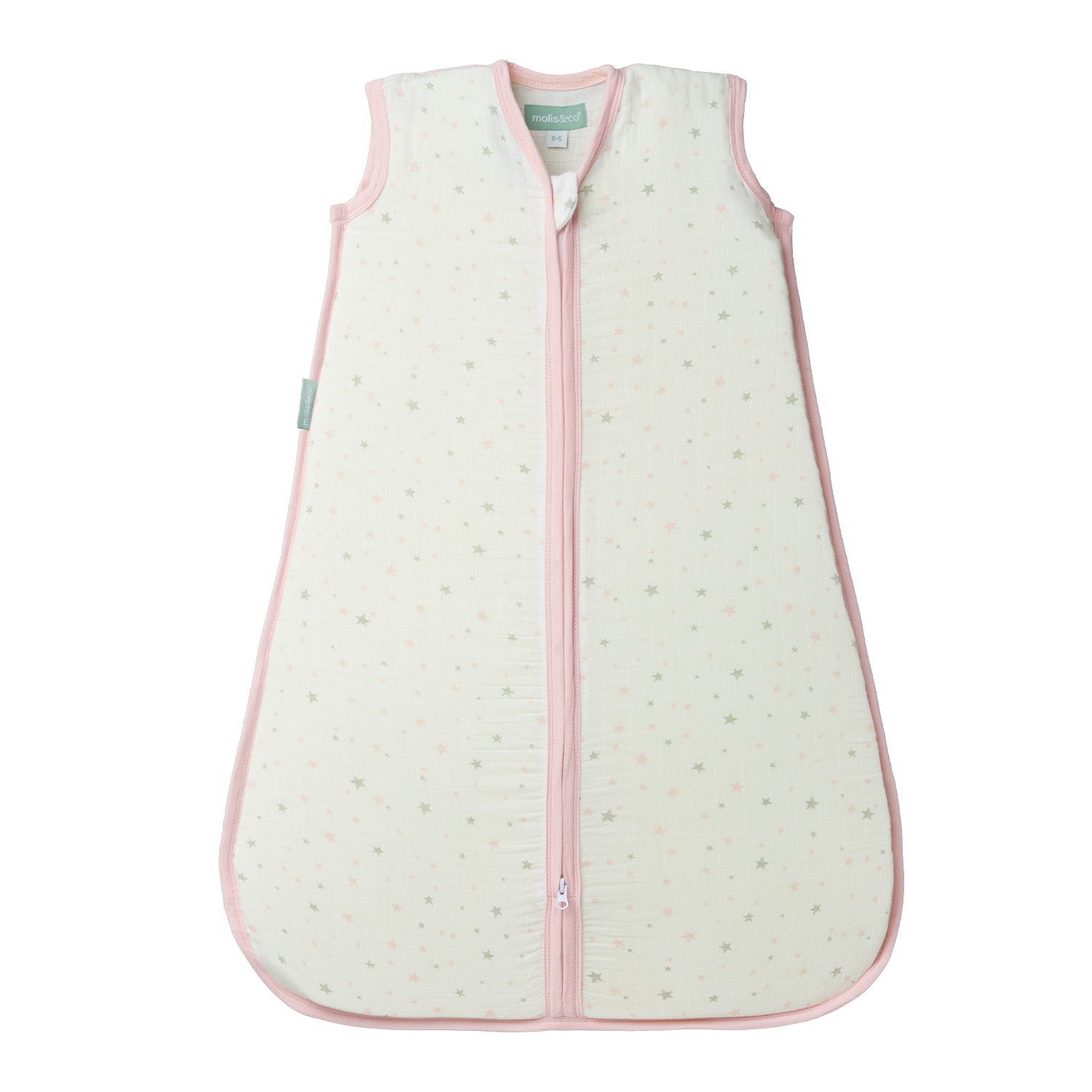 MolisandCo saco de dormir sem pés TOG 0.4 Cotton muslin - Pink Sky