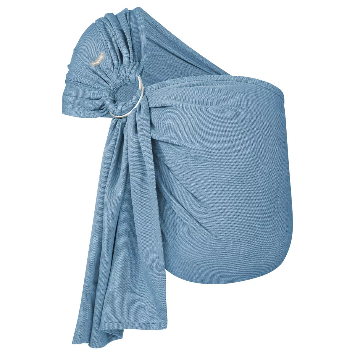 Sling de argolas Hoppediz Hamburg Ocean em tecido azul claro com argolas de alumínio prateadas.