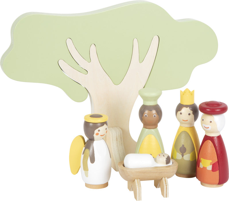 Detalhe dos Reis Magos e anjo com o Menino Jesus no Presépio 3D small foot.