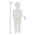 Diagrama de escala mostrando o tamanho do tubo quebra-cabeça (5 cm de altura) em comparação com a altura de uma criança (95 cm).