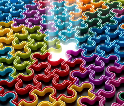 Tabuleiro de jogo 6x6 do IQ Matrix com um desafio de nível intermédio parcialmente preenchido com peças.