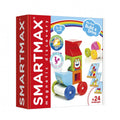 Caixa do SmartMax My First Build & Drive, mostrando as peças coloridas e um carro construído com elas. Ideal para crianças de 1 a 5 anos.