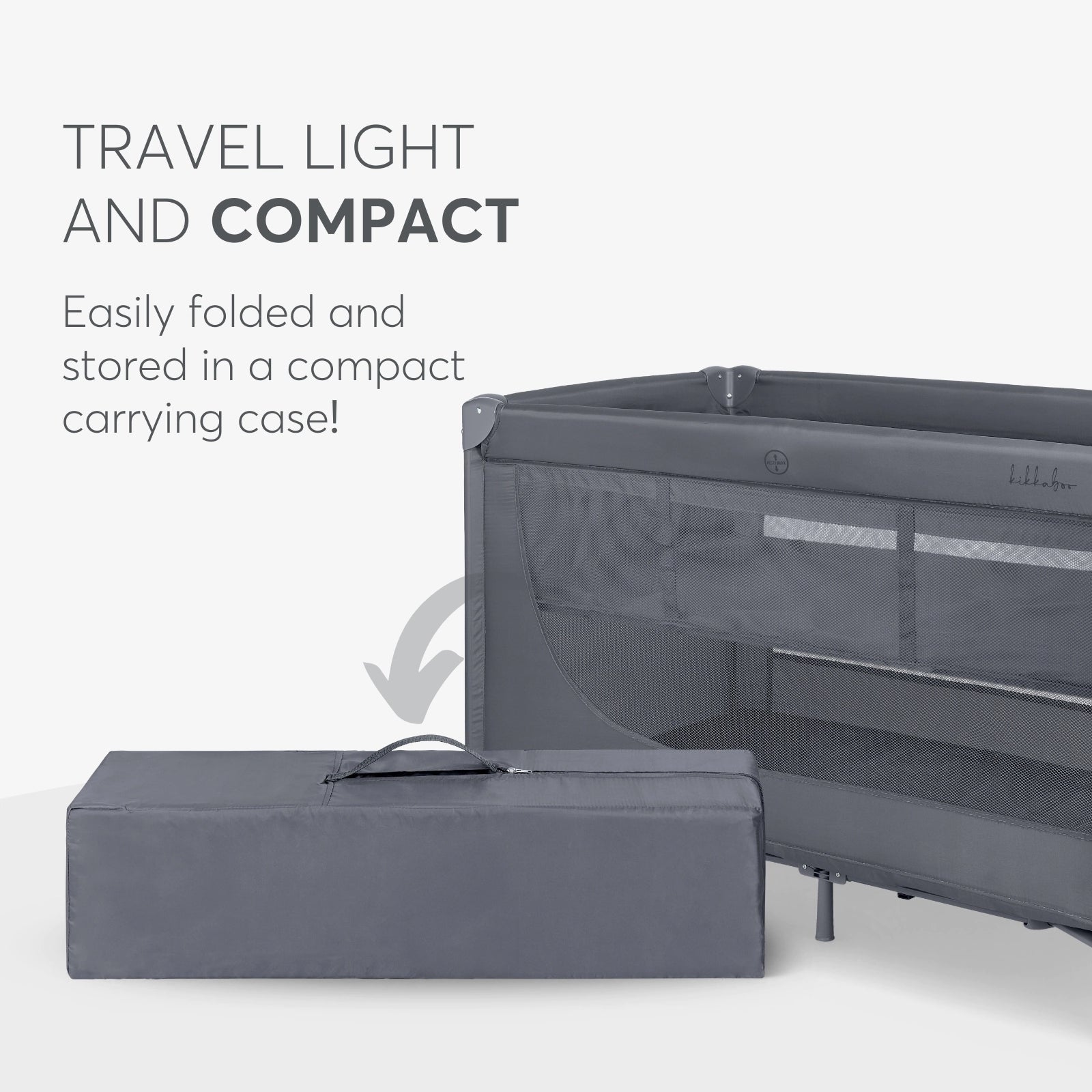 Kikkaboo So Gifted Grey Baby Travel Cot
