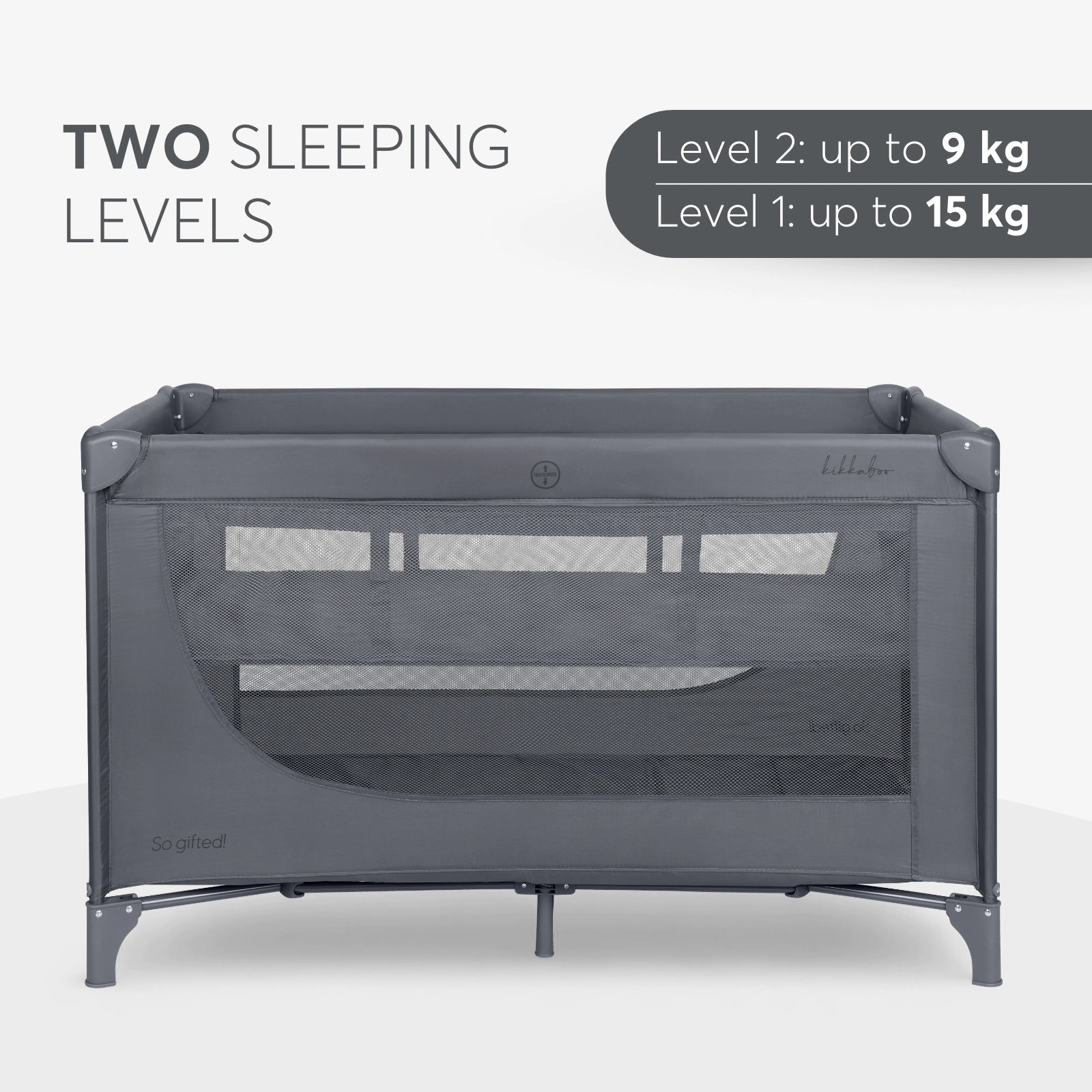 Kikkaboo So Gifted Grey Baby Travel Cot