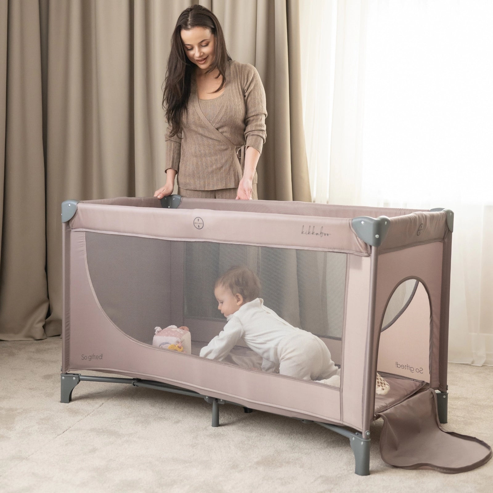 Kikkaboo So Gifted Grey Baby Travel Cot