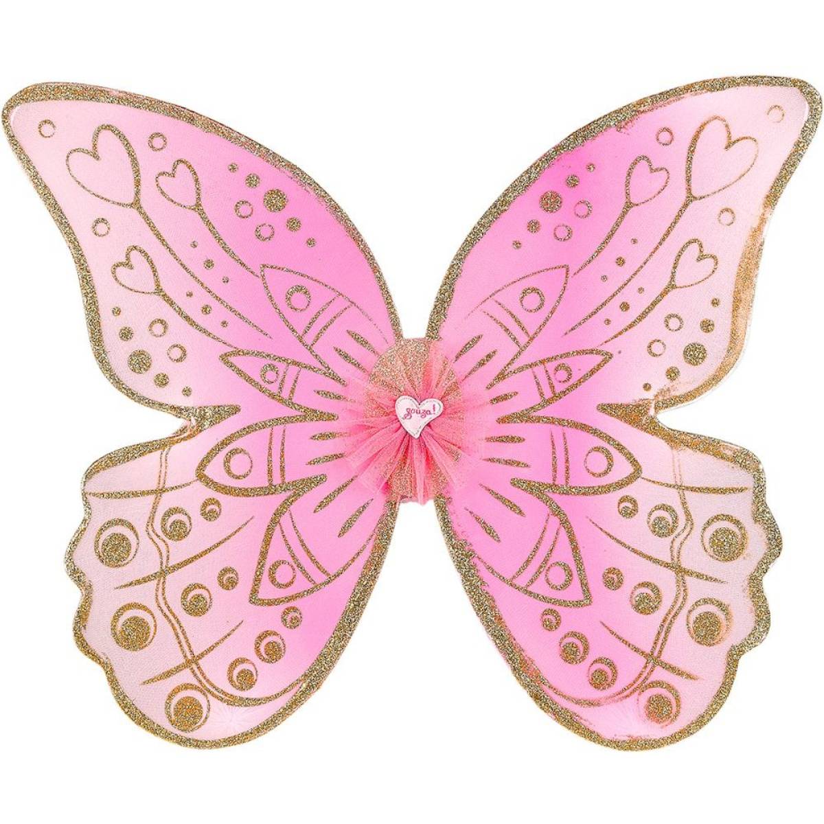Asas de fada Souza Marcia em tons de rosa e dourado com detalhes em glitter para crianças.