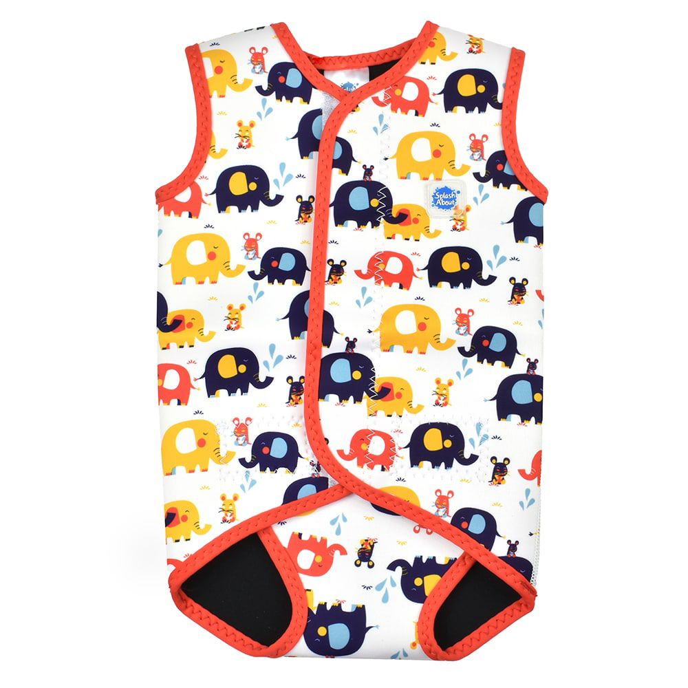 Fato de banho térmico Baby Wrap da Splash About com padrão de elefantes para bebés