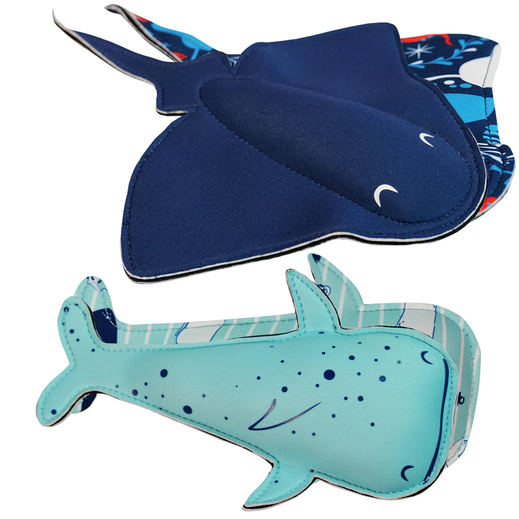 Brinquedos de água flutuantes de neoprene em forma de baleia e raia