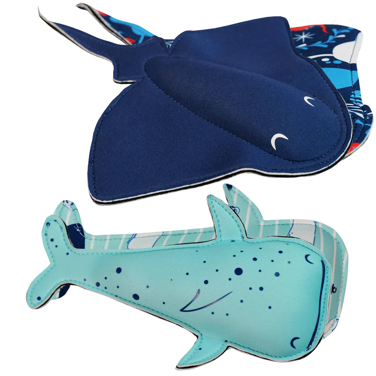 Brinquedos de água flutuantes de neoprene em forma de baleia e raia