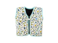 Colete de natação Splash About Float Jacket com padrão de folhas "Fallen Leaves", aberto, em fundo branco.