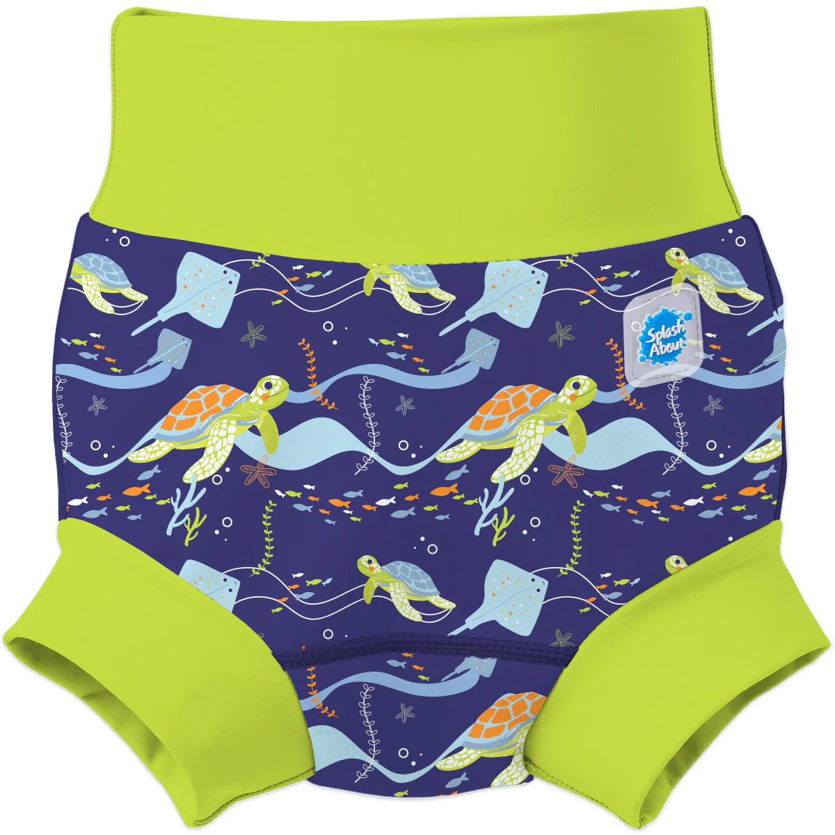 Fralda reutilizável de piscina Splash About Happy Nappy no padrão Turtle Tide