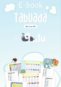 Capa do e-book grátis Tabuada do 1 ao 10 da Gotu, com posters, tabela e fichas da tabuada sobre uma nuvem