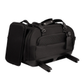 TAVO Dupree II preto visto de lado, com a base ISOFIX e a aba lateral dobrável estendida, em fundo escuro.
