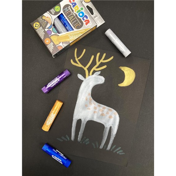 CARIOCA TEMPERELLO METALLIC Solid Poster Paint Sticks Box of 6