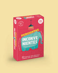 Caixa do jogo de cartas "THE HAPPY GANG - Perguntas Inconvenientes" com design vermelho e ilustrações de elefante, destacando 50 perguntas reveladoras.