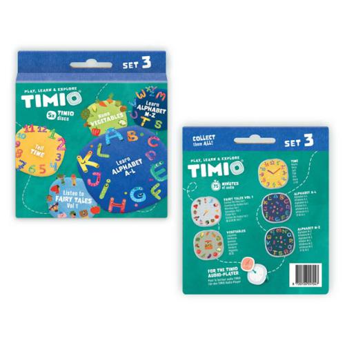 Embalagem traseira do Timio Conjunto 3, mostrando informações adicionais sobre o produto e os discos incluídos.
