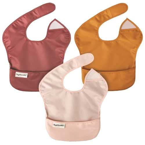 Conjunto de três babetes sem mangas Tiny Twinkle em tons rosa, bordeux e laranja