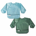 Conjunto de duas babetes com mangas Tiny Twinkle em tons turquesa e azeitona.