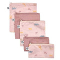 Conjunto de cinco bolsas impermeáveis Tiny Twinkle com padrão Petit Safari para organização de lanches e acessórios