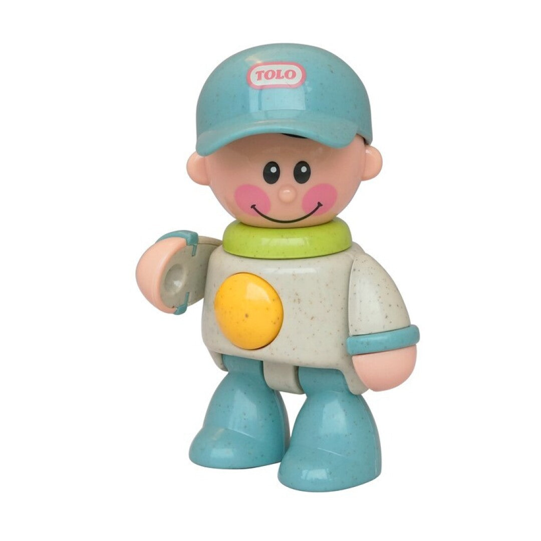 Boneco Tolo Menino feito de bioplástico de palha de trigo com gorra móvel