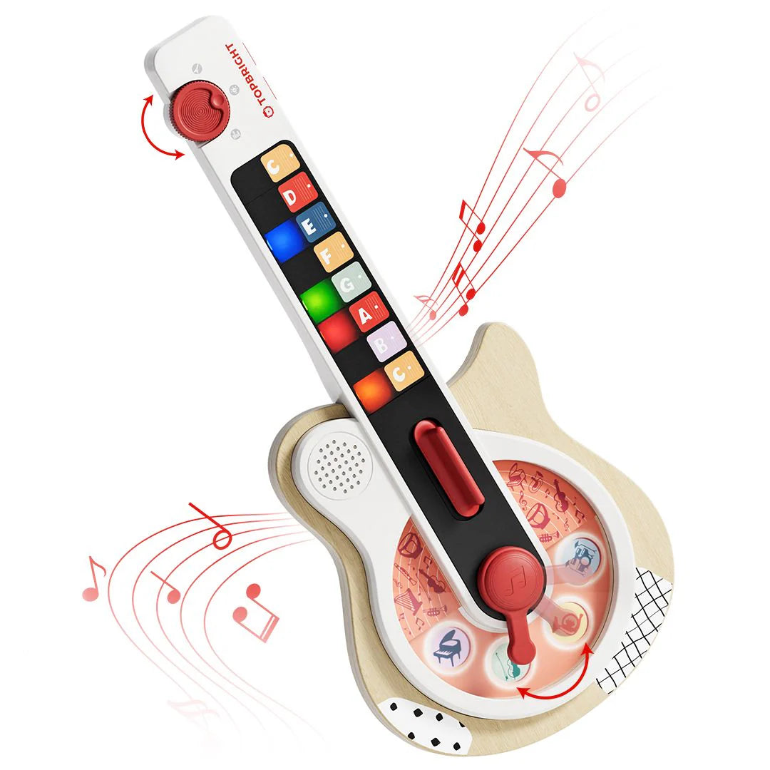 Guitarra musical interativa da Topbright com luzes e teclas coloridas para crianças.