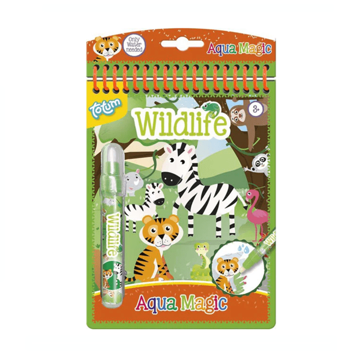 Embalagem do Livro de Colorir Totum Aquamagic tema Vida Selvagem com caneta mágica.