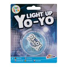 Embalagem de Yo-Yo Toy Team Light Up na cor azul, com o produto translúcido visível.
