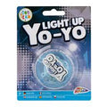 Embalagem de Yo-Yo Toy Team Light Up na cor azul, com o produto translúcido visível.
