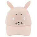 Boné infantil Trixie cor de rosa claro com orelhas de coelho e rosto bordado, ideal para 1-2 anos.