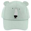 Boné infantil Trixie Urso Polar verde-água, com orelhas 3D e rosto bordado, vista frontal.