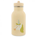 Garrafa Trixie de aço inoxidável cor creme com ilustração de unicórnio e tampa bege, capacidade 350ml.