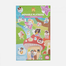 Capa do livro de autocolantes reutilizáveis Tiger Tribe "Movable Playbook - Fairy Kingdom" com autocolantes de fadas em destaque.