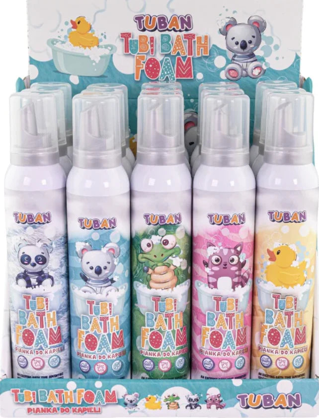 Embalagem de espuma de banho colorida Tuban 200ml para criancas