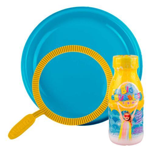 Conjunto de bolhas de sabão Tuban com prato plástico e aro redondo para crianças.
