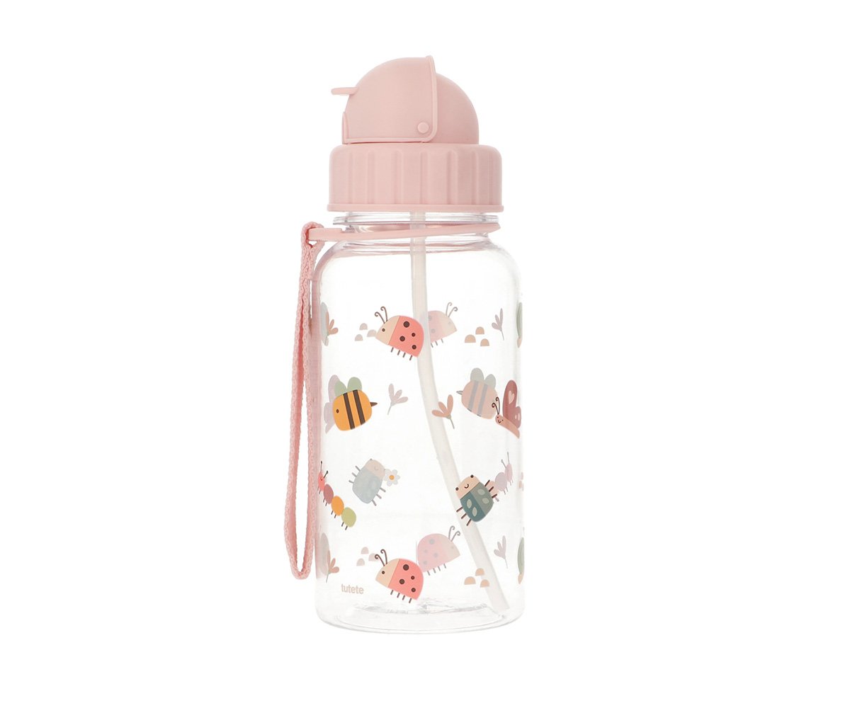 Garrafa infantil Tutete Bugs 500 ml em Tritan com tampa e palhinha de silicone