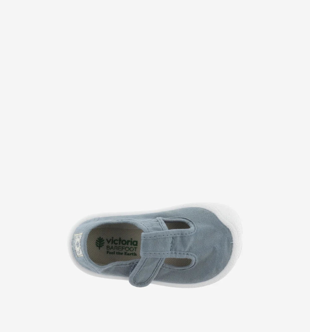 Victoria Barefoot Sandália Lona Atlantico 2024, vista superior com logo "victoria barefoot".