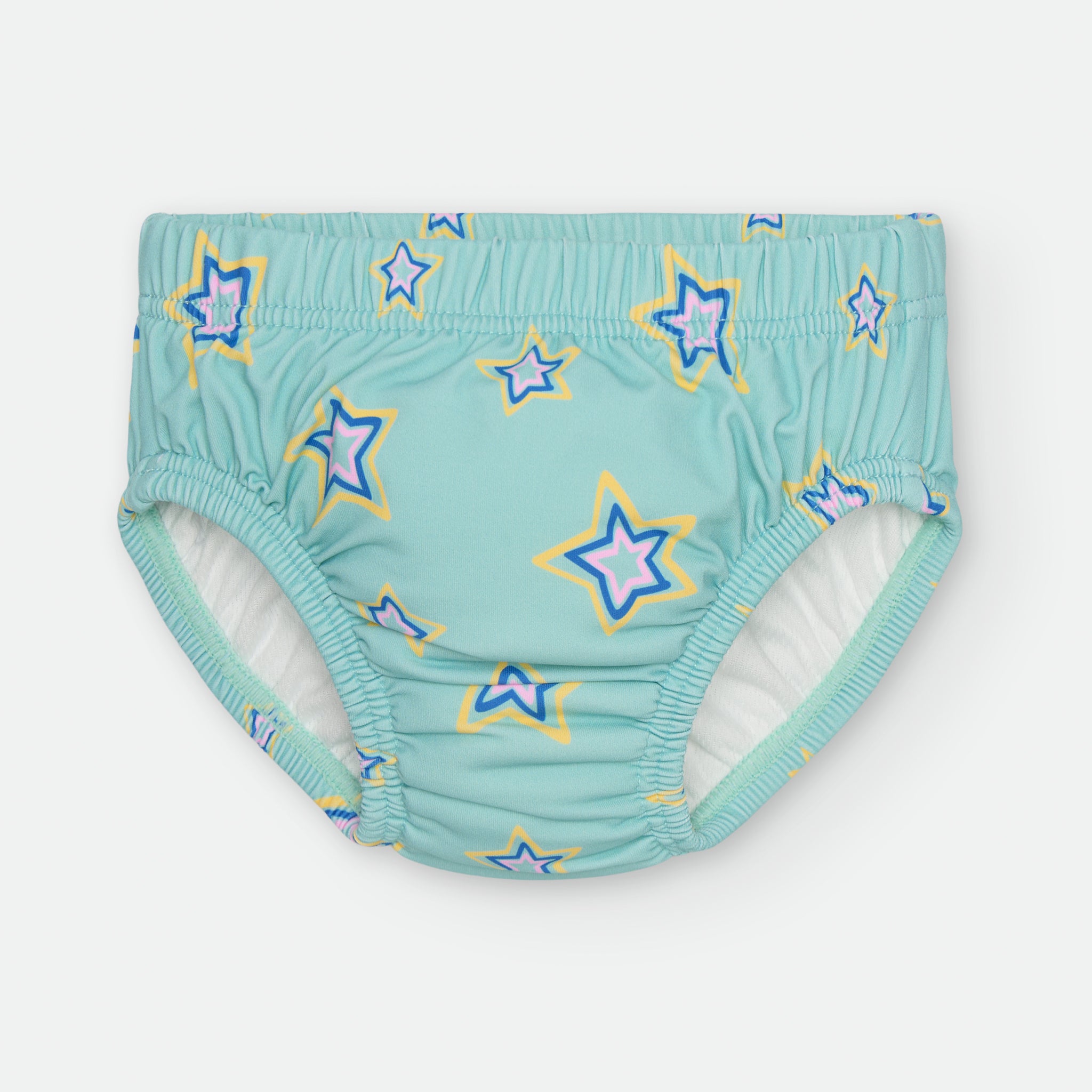 Cueca de praia Waterlemon turquesa com padrão de estrelas para bebé