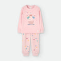 Pijama polar Waterlemon cor de rosa, duas peças, com camisola com estampa de gatinhos num cupcake e frase "Make a wish".