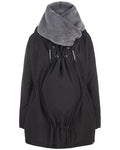 Casaco Wombat Wallaby 2.0 preto com inserção de babywearing e gola de pelo sintético cinza, sem modelo.