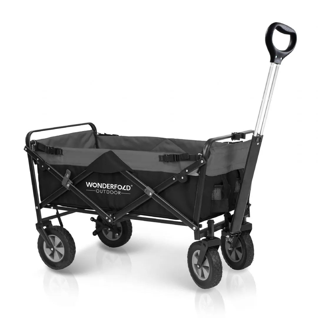 Wonderfold Wagon - Carrinho Utilitário Dobrável Série S1 Preto/Cinza, vista frontal diagonal.
