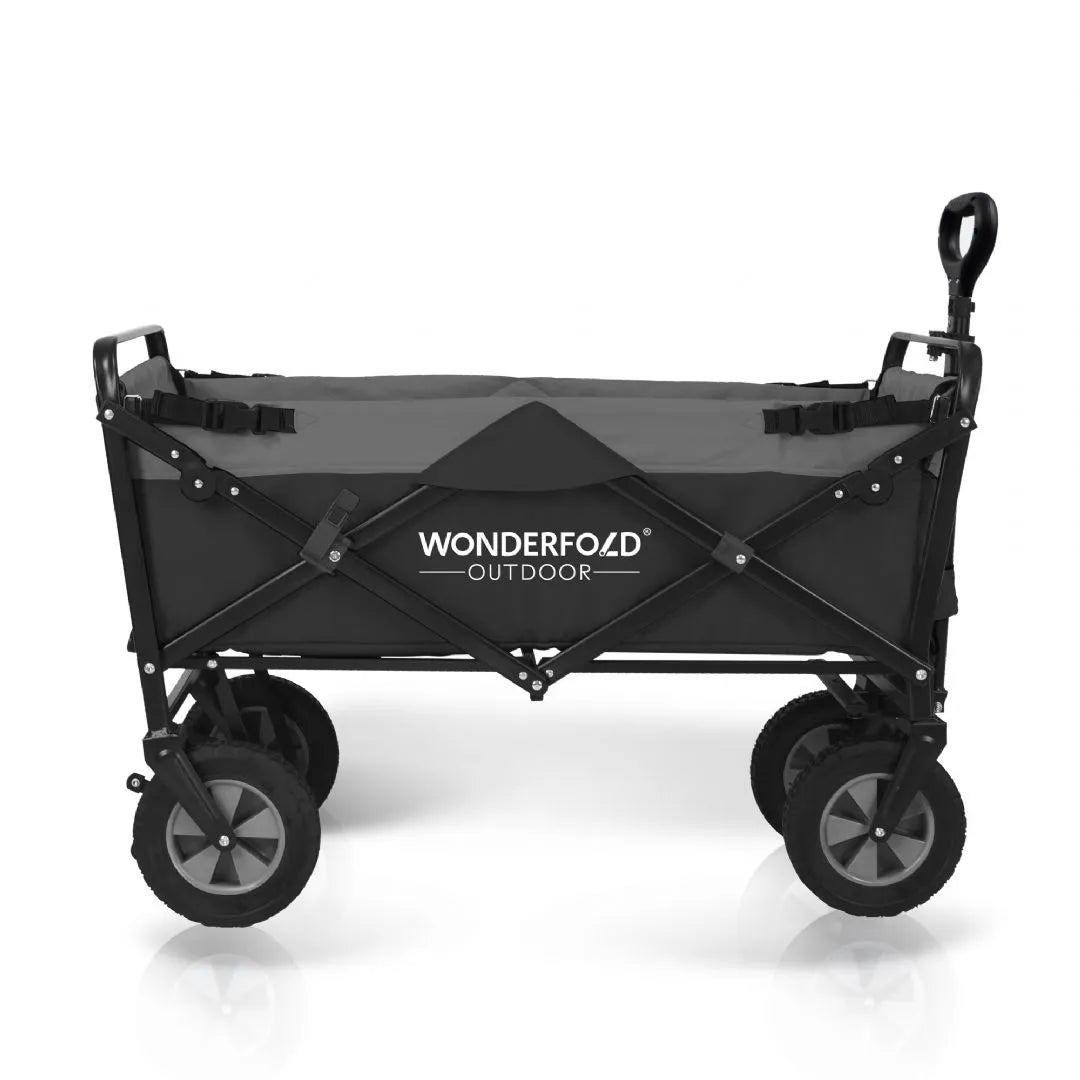 Wonderfold Wagon - Carrinho Utilitário Dobrável Série S1 Preto/Cinza, vista frontal diagonal.