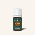 Frasco de óleo essencial Spearmint Young Living de 5ml, com rótulo verde e tampa branca, sobre fundo neutro.