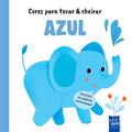 Livro sensorial YOYO Books Azul com texturas para tocar e cheirar para bebés
