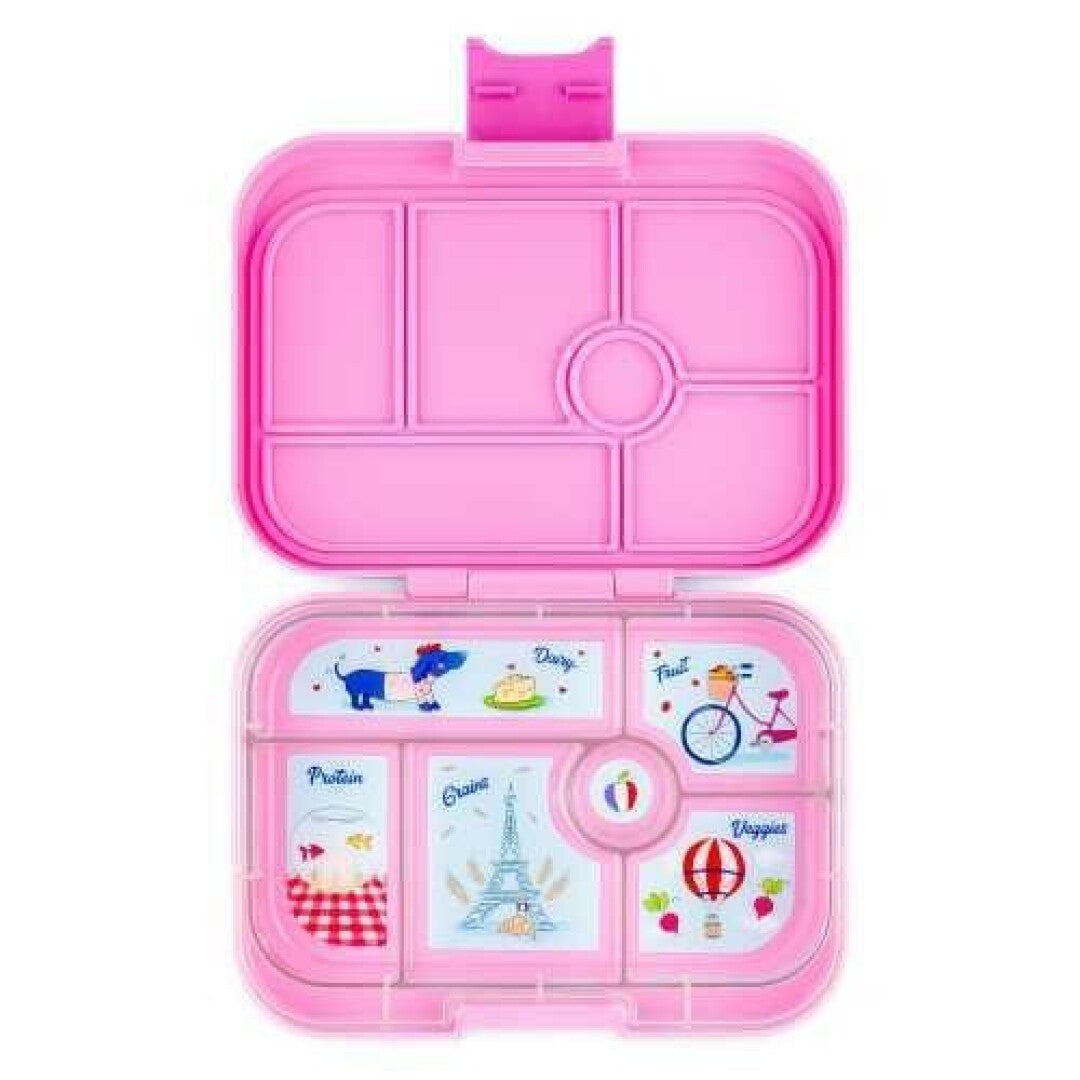 Yumbox Lancheira Original de 6 compartimentos, fechada, cor azul-claro, ideal para refeições variadas e organizadas.