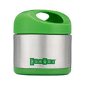 Jarra térmica Yumbox Cubi de 295ml em aço inoxidável com tampa e base verde maçã (Apple Green) fechada.