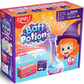 Caixa do produto Zimpli Baff Potions Pop 'n' Fizz Multipack, mostrando a embalagem colorida, uma menina com chapéu de bruxa e o conteúdo principal.