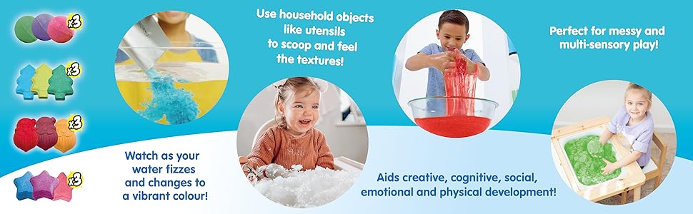 Benefícios e uso dos produtos Zimpli Kids: texturas, cores vibrantes, desenvolvimento e brincadeira multissensorial.