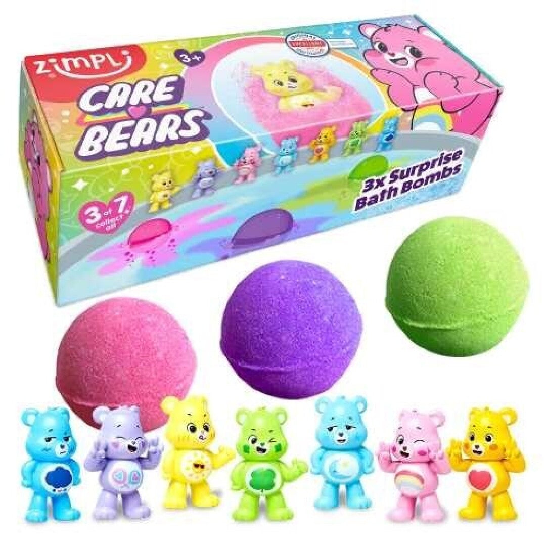 Embalagem do Pack 3 Bombas de banho surpresa Ursinhos Amorosos da Zimpli Kids com cores vibrantes.